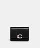 COACH®,BANDIT CARD CASE,Refined Calf Leather,Mini,Silver/Black,Front View