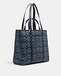 COACH®,HUDSON DOUBLE HANDLE TOTE IN SIGNATURE CHAMBRAY,Office,Brass/Denim,Angle View