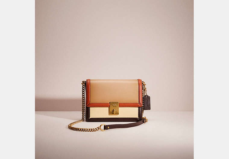 Coach Restored Hutton Shoulder Bag In Colorblock In Brass/taupe Ginger ...