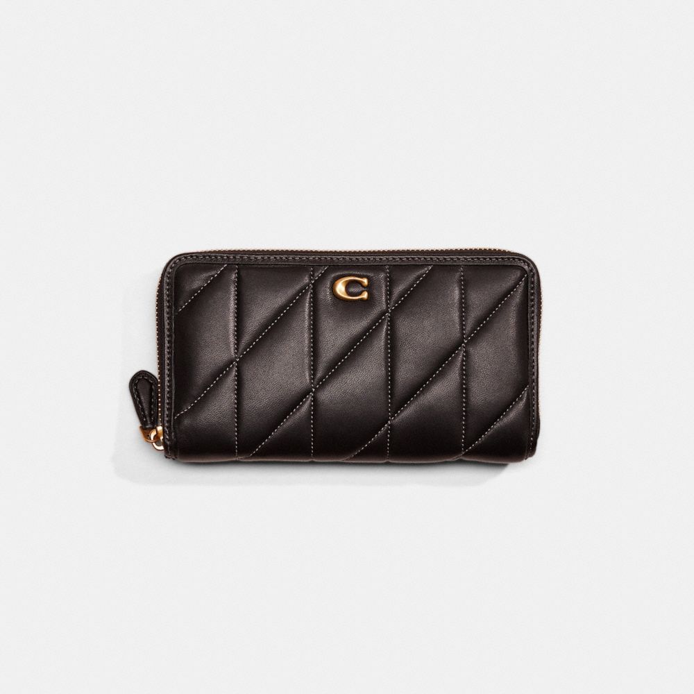 Coach Restored Accordion Zip Wallet With Pillow Quilting In Brass/black