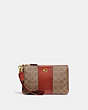 COACH®,SMALL WRISTLET IN SIGNATURE CANVAS,Signature Coated Canvas,Mini,Brass/Tan/Rust,Front View