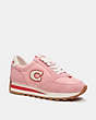 COACH®,RUNNER SNEAKER,Leather/Suede,Bubblegum/Sport Red,Front View