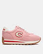 COACH®,RUNNER SNEAKER,Leather/Suede,Bubblegum/Sport Red,Angle View