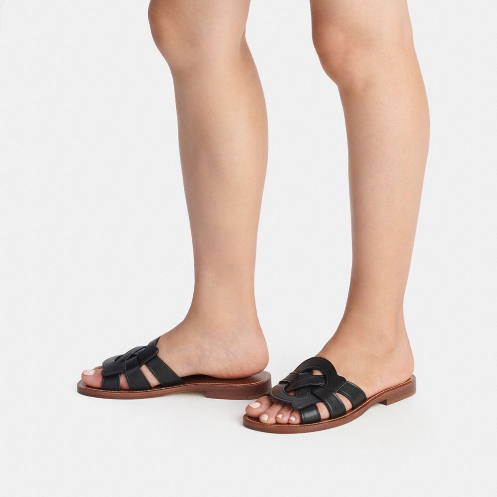 公式】COACH – コーチ サンダル レディース (取寄) コーチ レディース ティリー レザー サンダル COACH women COACH Tillie Leather Sandal Black