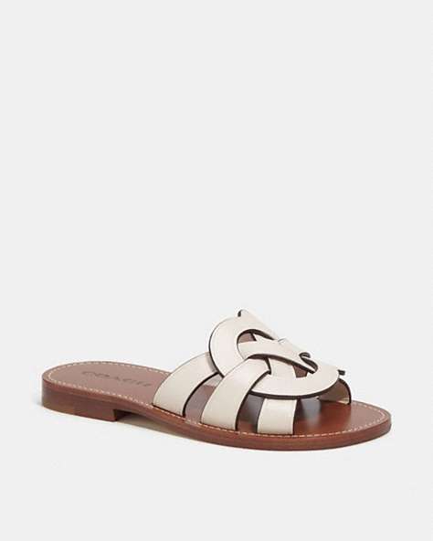 COACH®,ISSA SANDAL,Leather,Chalk,Front View