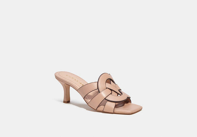 COACH®,TILLIE SANDAL,Leather,Beechwood,Front View