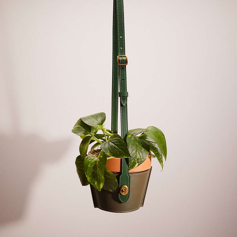 Coach Remade Hanging Plant Pot Holder In Green Multi