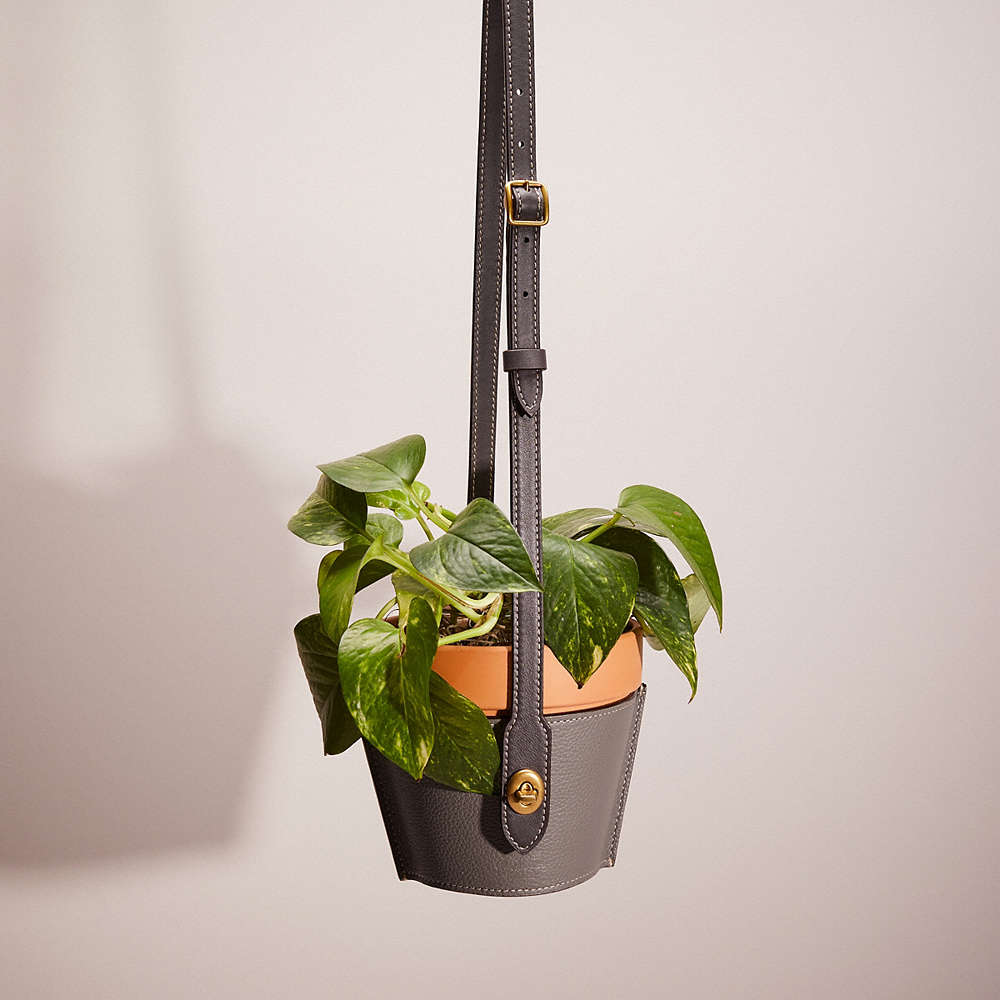 Coach Remade Hanging Plant Pot Holder In Gray