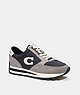 COACH®,RUNNER SNEAKER,Leather/Suede,Black/Heather Grey,Front View