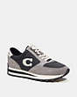 COACH®,RUNNER SNEAKER,Leather/Suede,Black/Heather Grey,Front View