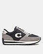 COACH®,RUNNER SNEAKER,Leather/Suede,Black/Heather Grey,Angle View