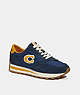 COACH®,RUNNER SNEAKER,Leather/Suede,Midnight Navy/Buttercup,Front View