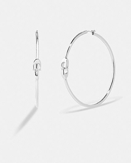 Interlocking Signature Medium Hoop Earrings | COACH®