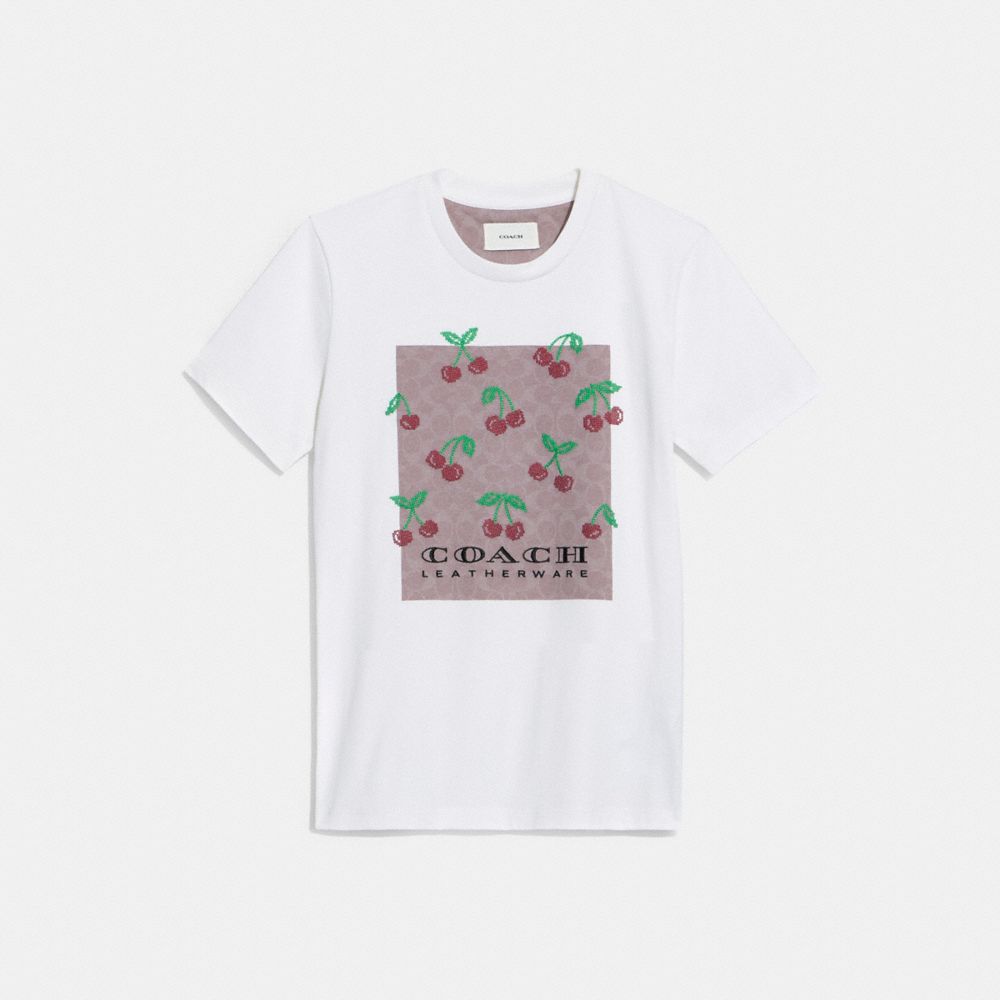 Signature Square Cross Stitch Cherries T Shirt