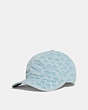 COACH®,SIGNATURE DENIM BASEBALL HAT,Denim,Pale Blue,Front View