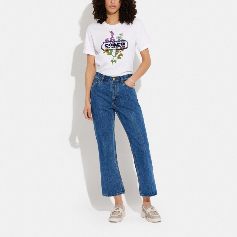 フローラル バッジ Tシャツ・オーガニック コットン, ﾎﾜｲﾄ, Product