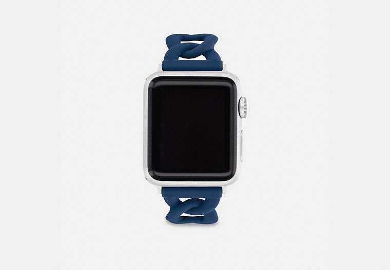 COACH®,APPLE WATCH® STRAP, 38MM AND 41MM,Stainless Steel,Navy,Front View