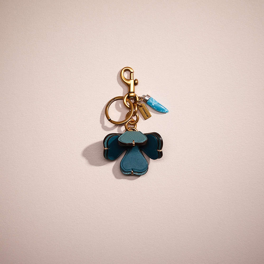 Coach Remade Tea Rose Bag Charm In Teal