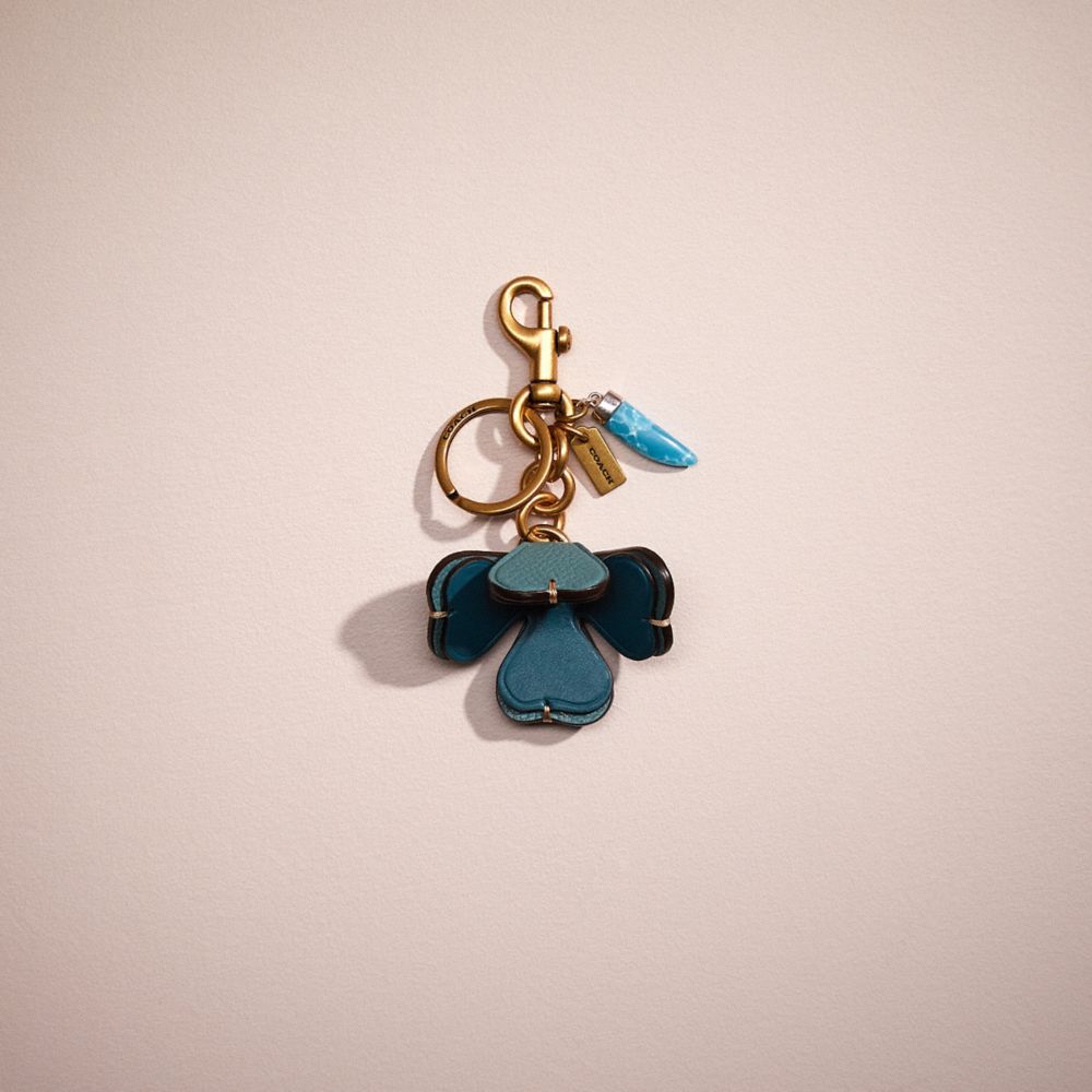 Coach Remade Tea Rose Bag Charm In Teal ModeSens