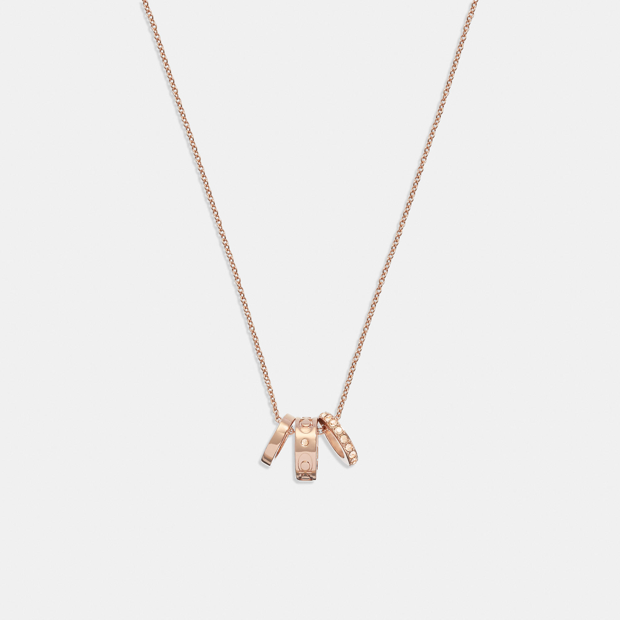 Shop Coach Outlet Signature Rondell Necklace In Rose Gold