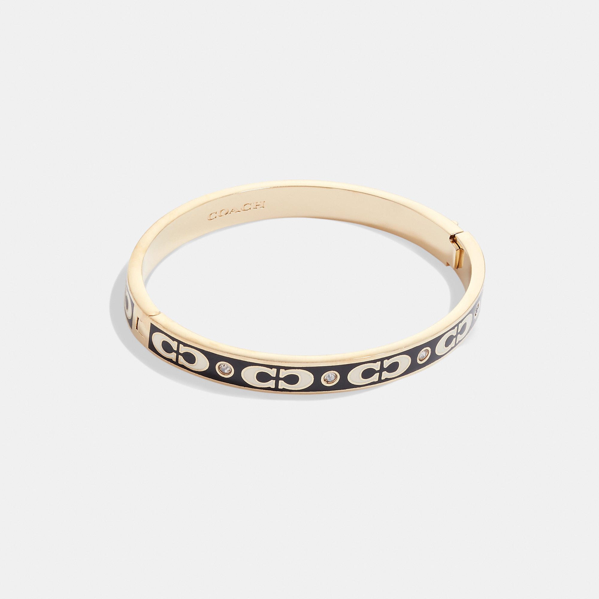 Coach Outlet Signature Enamel Hinged Bangle In Yellow