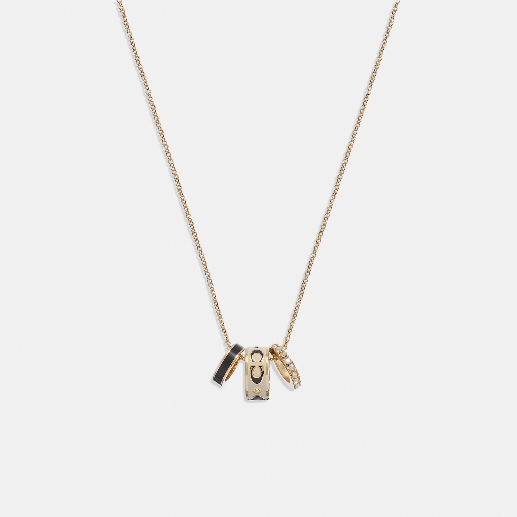 Shop Coach Outlet Signature Enamel Rondell Necklace In White