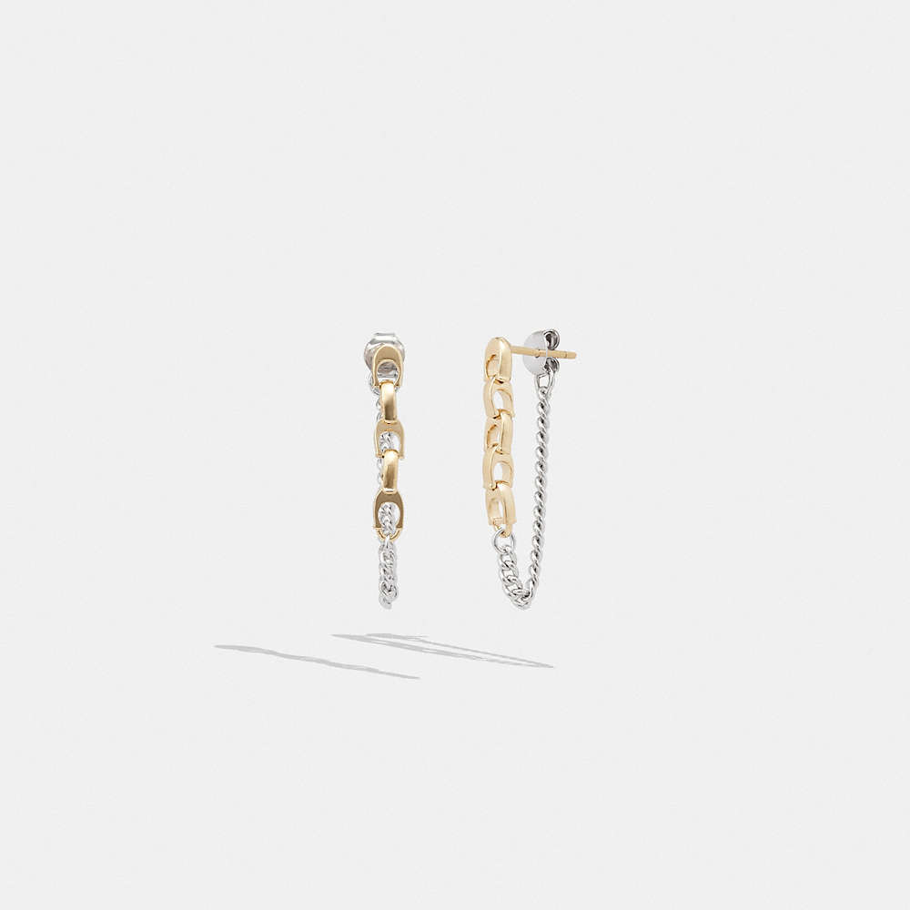 Coach Signature Mixed Chain Drop Earrings In Gold/silver