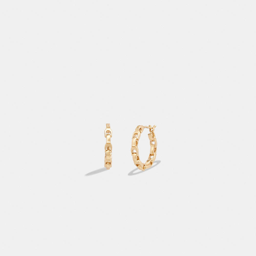 Coach Signature Chain Small Hoop Earrings In Gold