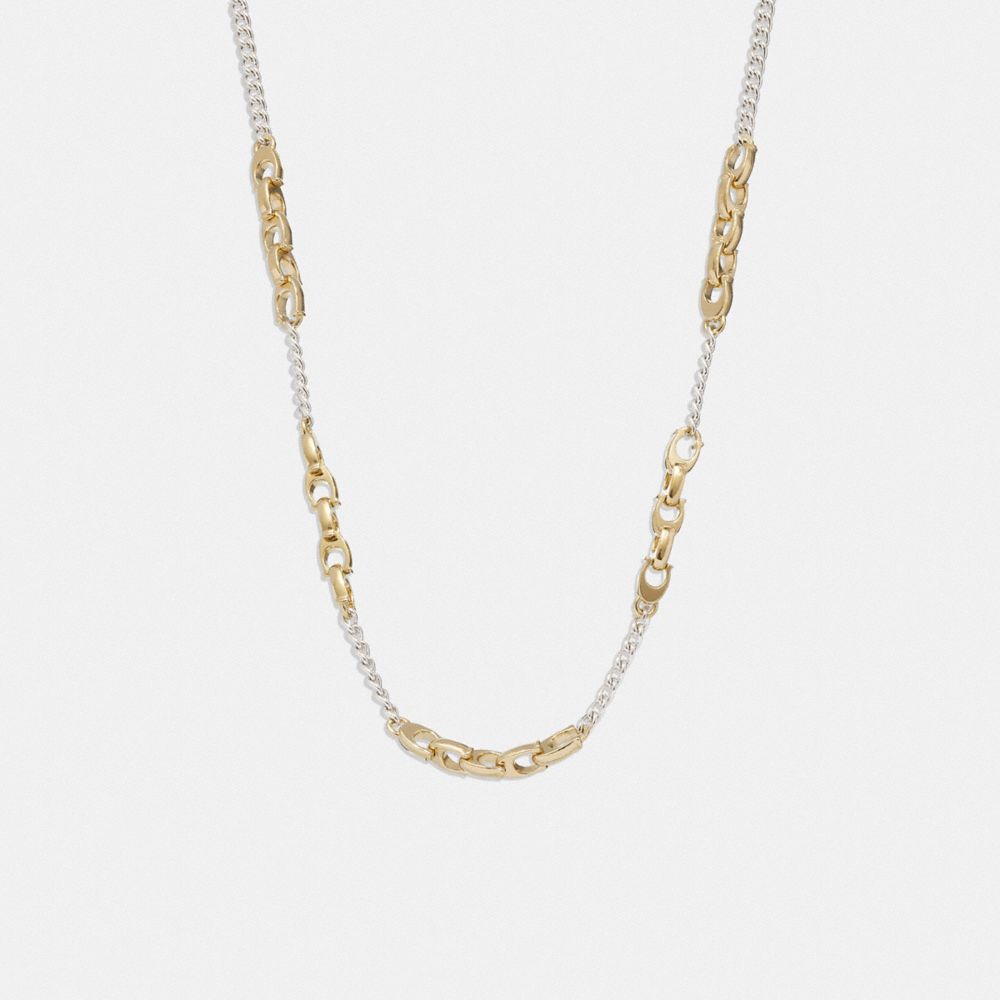 Coach Signature Mixed Chain Necklace In Gold/silver