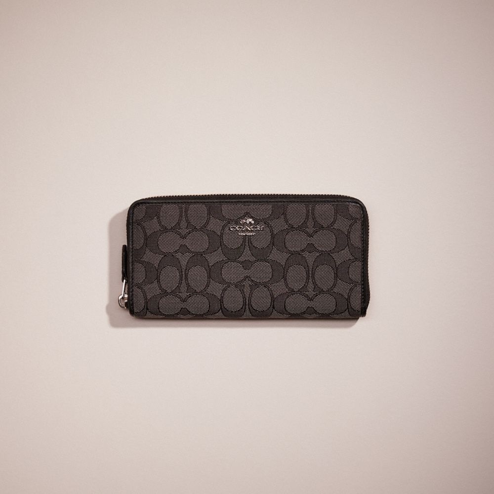 Coach Restored Accordion Zip Wallet In Signature Jacquard In Black