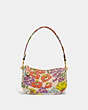COACH®,SWINGER 20 WITH FLORAL PRINT,Glovetanned Leather,Brass/Ivory Multi,Front View
