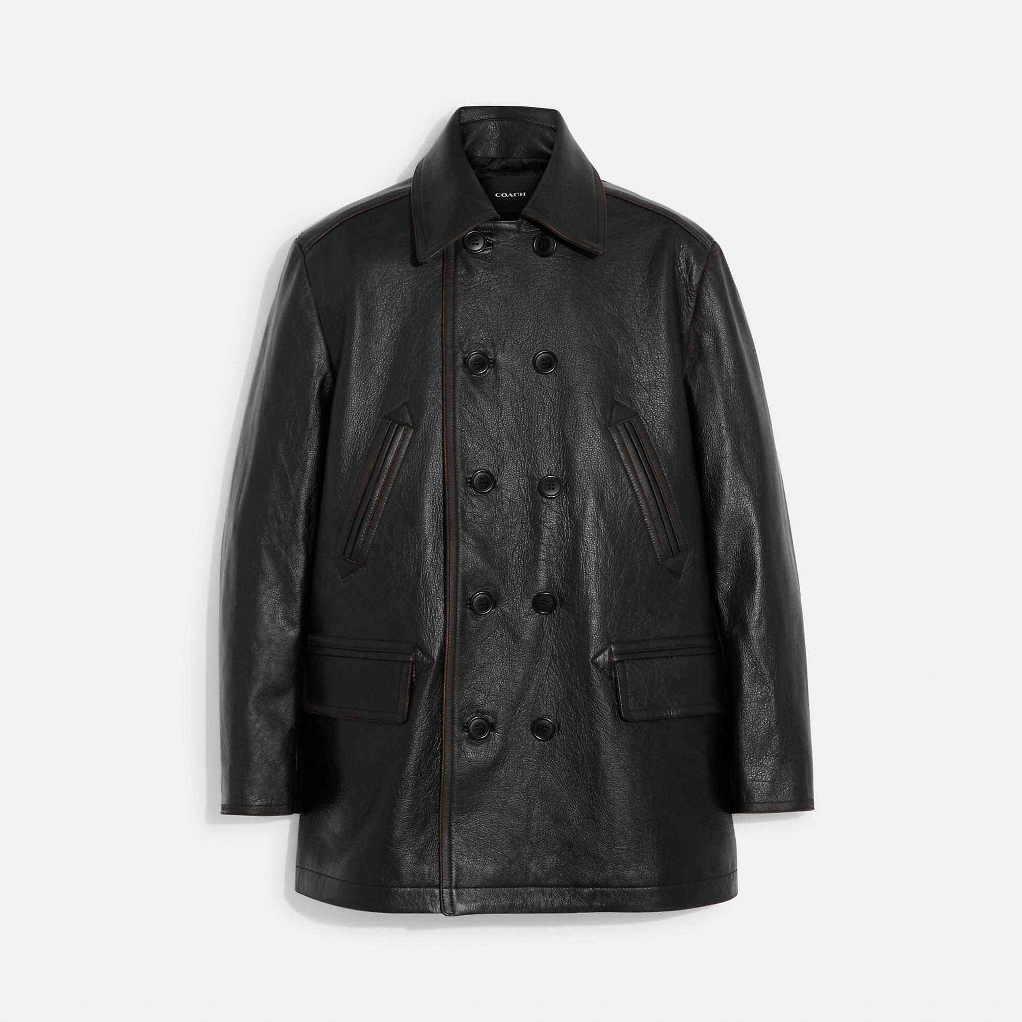 Coach Outlet Leather Peacoat In Black