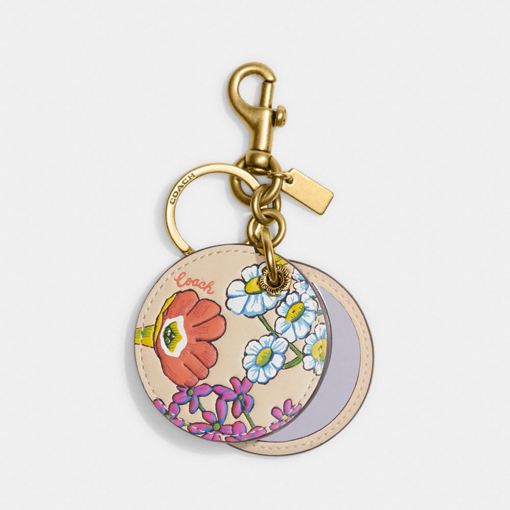 Mirror Bag Charm With Floral Print