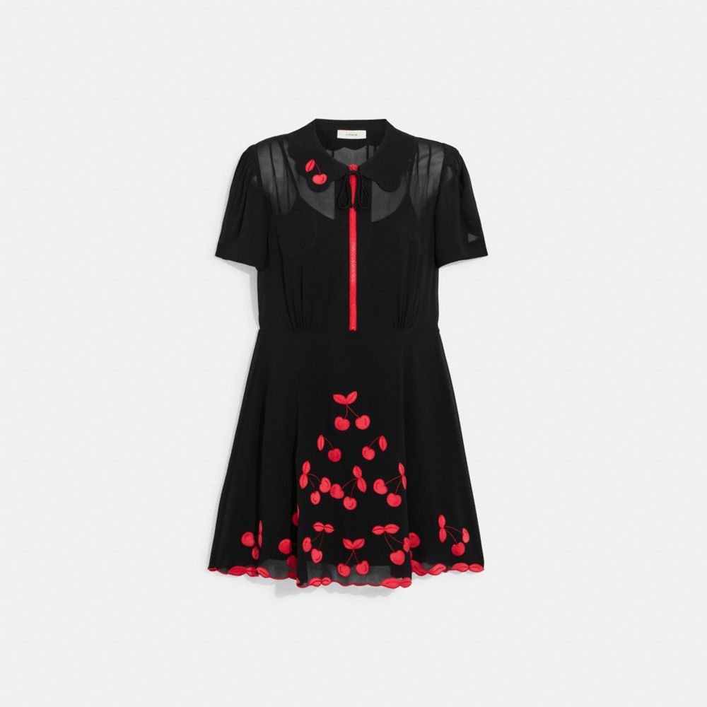 Cherry 40's Dress With Scalloped Hem