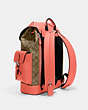 COACH®,HUDSON BACKPACK IN COLORBLOCK SIGNATURE CANVAS,canvas,Silver/Khaki/Tangerine,Angle View