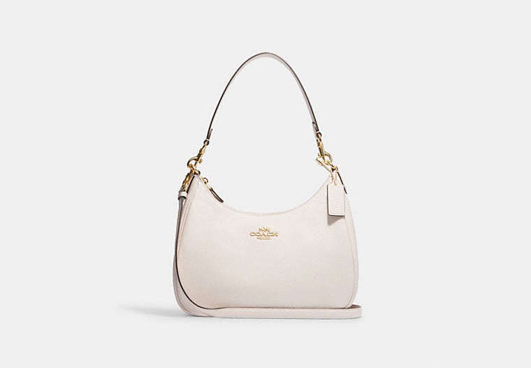 COACH®,TERI HOBO,Leather,Anniversary,Gold/Chalk,Front View