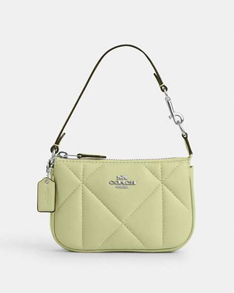 COACH®,NOLITA 15 WITH PUFFY DIAMOND QUILTING,Leather,Silver/Pale Lime,Front View