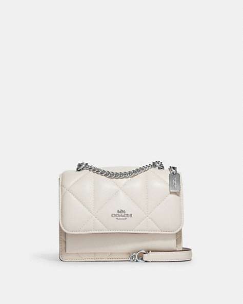 COACH®,MINI KLARE CROSSBODY WITH PUFFY DIAMOND QUILTING,Leather,Silver/Chalk,Front View