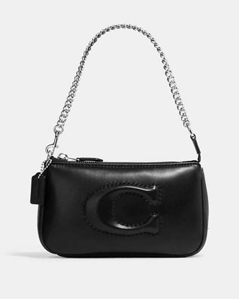 COACH®,NOLITA 19 WITH SIGNATURE QUILTING,Leather,Anniversary,Silver/Black,Front View