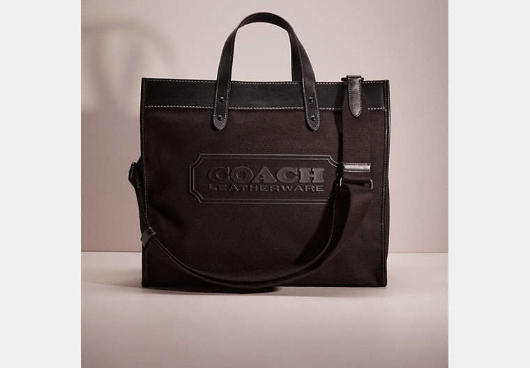 Restored Field Tote 40 In Organic Cotton Canvas With Coach Badge In Brown