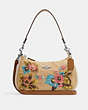COACH®,TERI SHOULDER BAG WITH FLORAL EMBROIDERY,Straw,Silver/Natural Multi,Front View