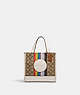 COACH®,DEMPSEY TOTE 22 IN SIGNATURE JACQUARD WITH RAINBOW STRIPE AND COACH PATCH,Jacquard,Silver/Khaki Multi,Front View