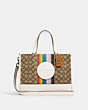 COACH®,DEMPSEY CARRYALL IN SIGNATURE JACQUARD WITH RAINBOW STRIPE AND COACH PATCH,Jacquard,Silver/Khaki Multi,Front View