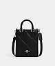 COACH®,NORTH SOUTH MINI TOTE WITH PUFFY DIAMOND QUILTING,Leather,Silver/Black,Front View