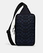 COACH®,SULLIVAN PACK IN SIGNATURE LEATHER,Leather,Black Antique Nickel/Midnight Navy/Denim,Front View