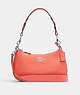 COACH®,TERI SHOULDER BAG IN SIGNATURE CANVAS,Leather,Small,Silver/Khaki/Tangerine,Front View