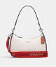 COACH®,TERI SHOULDER BAG IN COLORBLOCK,Leather,Silver/Chalk Multi,Front View