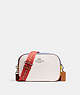 COACH®,JAMIE CAMERA BAG IN COLORBLOCK,Leather,Silver/Chalk Multi,Front View
