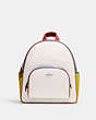 COACH®,COURT BACKPACK IN COLORBLOCK,Leather,Large,Silver/Chalk Multi,Front View