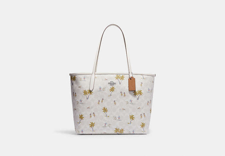 City Tote In Signature Canvas With Hula Print